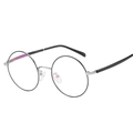 Classic silver metal round glasses frame with slim black temples for a retro fashion look - Silver & Black (18053)
