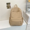 Beiger Cord-Mini-Rucksack in klassischer Kuppelform mit gewebten Reißverschluss-Zügen - Khaki
