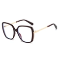 Square dark reddish-brown anti-blue light glasses with slim gold metal temples - Tea Red Frame Clear Lens