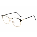 Classic round retro eyeglasses in black and gold finish with polished metal temples - Black Gold (1924)