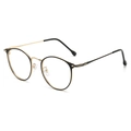 Classic retro round frame eyeglasses in black and gold finish at 45-degree angle view - Black Gold (1326)