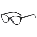 Klassieke zwarte cat-eye bril met blauw licht filter en glanzend harsmontuur voor dames - Glanzend Zwart Frame / Heldere Lenzen