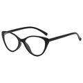 Klassieke zwarte cat-eye blauw licht bril met een dik montuur en glanzende afwerking - Mat Zwart Frame Heldere Lenzen