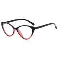 Moderne cat-eye blauw licht filter bril met zwart-rood kleurverloop montuur voor dames - Zwart en Wijnrood