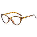 Klassieke cat-eye bril met blauw licht filter en vintage schildpadmotief in amberkleur - Schildpad Frame Heldere Lens