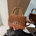 Bruine handtas met luipaardprint, goudkleurig draaislot en verstelbare schouderband - Bruin