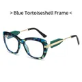Montatura per occhiali cat-eye con motivo tartarugato blu e aste in metallo dorato - Montatura Tartarugata Blu