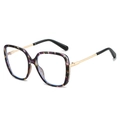 Square tortoise shell eyeglasses with gold metal temples and blue light blocking lenses - Pattern Frame Clear Lens