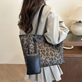 Luipaardprint tote bag met een afneembare kleine muntportemonnee voor dames mode - Zwart