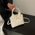 Creamy white shirt-shaped handbag with decorative buttons and adjustable strap - White