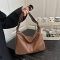 Sac fourre-tout chic en cuir synthétique marron foncé avec bandoulière pour femme - Marron