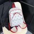 White mini backpack with red bow pattern and 3D bow accent for sweet fashion style - White with Red Bowknot Print Style (No Pendant)