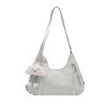 Borsa a spalla hobo in nylon verde menta con zip argento e ciondolo a nuvola - Con Ciondolo / Verde