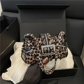 Chic leopard print crossbody bag with silver studs and large buckle in a gift box - Leopard Print