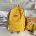 Cute yellow corduroy backpack featuring 3D cartoon duck design and spacious compartments - Yellow