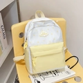 Yellow and white star print backpack for school with cloud logo and large front pocket - Yellow