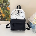Mochila minimalista de estrellas en blanco y negro para estudiantes con colgante de nube - Negro