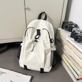 Zaino minimalista in nylon bianco con cinghie nere e tasca anteriore con coulisse - Bianco