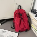 Zaino rosso in tessuto a scacchi resistente con tasca a coulisse per scuola e viaggi - Rosso