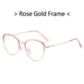 Modern rose gold round eyeglass frame with lightweight metal and pink acetate accents - Gold Transparent Pink (16001)