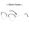 Business style silver metal half-rim glasses frame with black temple tips for students - Silver Black Frame (16001)