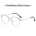 Modern pink browline glasses frame with silver metal legs and black temple tips - Silver Transparent Pink (16001)