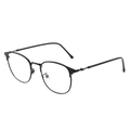 Classic retro round full-rim black eyeglasses frame with minimalist metal temples - Black Frame (1924)