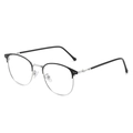 Classic half-frame clubmaster eyeglasses in retro black and silver metal finish - Black Silver (1924)