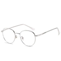 Classic silver metal round frame glasses with minimalist vintage design and clear lenses - Silver Frame (61032)