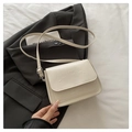 Minimalist beige crossbody bag with three cute embossed bear heads on the flap - White