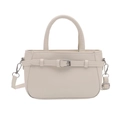 Borsa a mano minimalista in pelle PU bianco sporco con fibbia in metallo e tracolla - Bianco