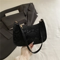 Fashionable black faux snakeskin hobo shoulder bag with elegant gold zipper for women - Black