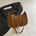 Brown snakeskin textured hobo shoulder bag with gold zipper and minimalist design - Brown