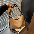 Borsa a tracolla in nylon kaki con tracolla in corda a righe e mini borsellino coordinato - Cachi