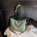 Borsa a tracolla casual verde chiaro minimalista con tracolla in corda intrecciata - Verde
