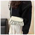 Detail of mint green pleated cloud bag with chain strap and Fashion & Bags lettering - No Pendant / Green