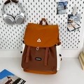 Detail of color-block backpack with waterproof nylon fabric and drawstring closure - Large Orange No Charm