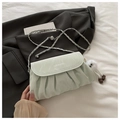 Sac bandoulière plissé vert menthe avec rabat marbre et chaîne argentée pour femme - Avec Charme / Vert