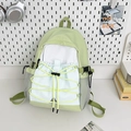 Grüner und weißer Canvas-Rucksack mit Kontrastnähten und großem Fassungsvermögen - Groß / Grün (Ohne Anhänger)