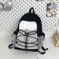 Outdoor-Rucksack aus Segeltuch in Schwarz Weiß und Grau mit großem Fassungsvermögen - Groß / Schwarz (Ohne Anhänger)