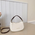 Bolso bandolera beige minimalista con asa anudada marrón oscuro y correa larga ajustable - Sin colgante / Beige