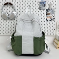 Mochila de nailon gris y verde oliva con costuras en contraste y cordones laterales - Grande / Azul grisáceo