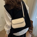 Minimalist cream white rectangular crossbody bag with adjustable leather strap - Khaki