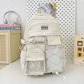 Zaino bianco crema ad alta capacità resistente all'acqua con tasche multifunzione - Senza Ciondolo / Beige