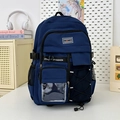 Zaino ergonomico per studenti blu scuro con tasche multiple e finestra frontale - Senza Ciondolo / Blu