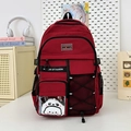 Sac à dos scolaire rouge grande capacité pour étudiants avec breloque panda mignonne - Avec Charme / Rouge