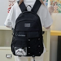 Sac à dos ergonomique noir avec poches multiples et porte-clés panda en peluche - Avec Charme / Noir