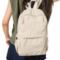 Mochila de nailon beige con bordado songuo blanco de estilo universitario moderno - Blanco Roto