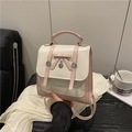 Rosa und beiger Mini-Rucksack aus Kunstleder mit Schleife und Herzanhänger - Weiß und Rosa