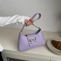 Morandi purple underarm bag with a silver metal bow accent and a structured handle - Purple